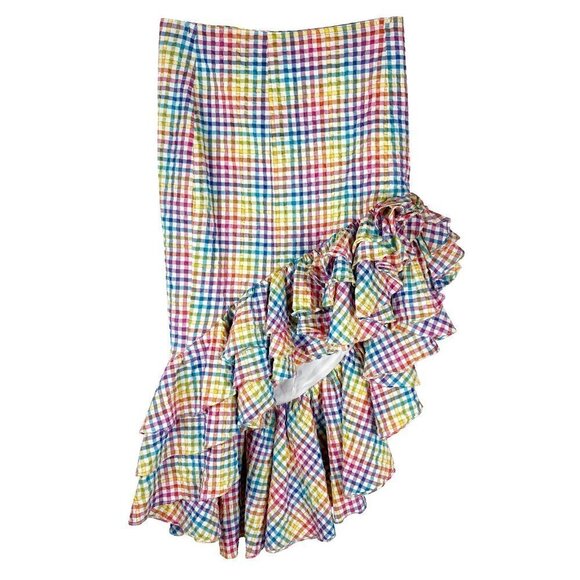 Caroline Constas Rainbow Ruffle Asymmetrical Skirt - Picture 2 of 6